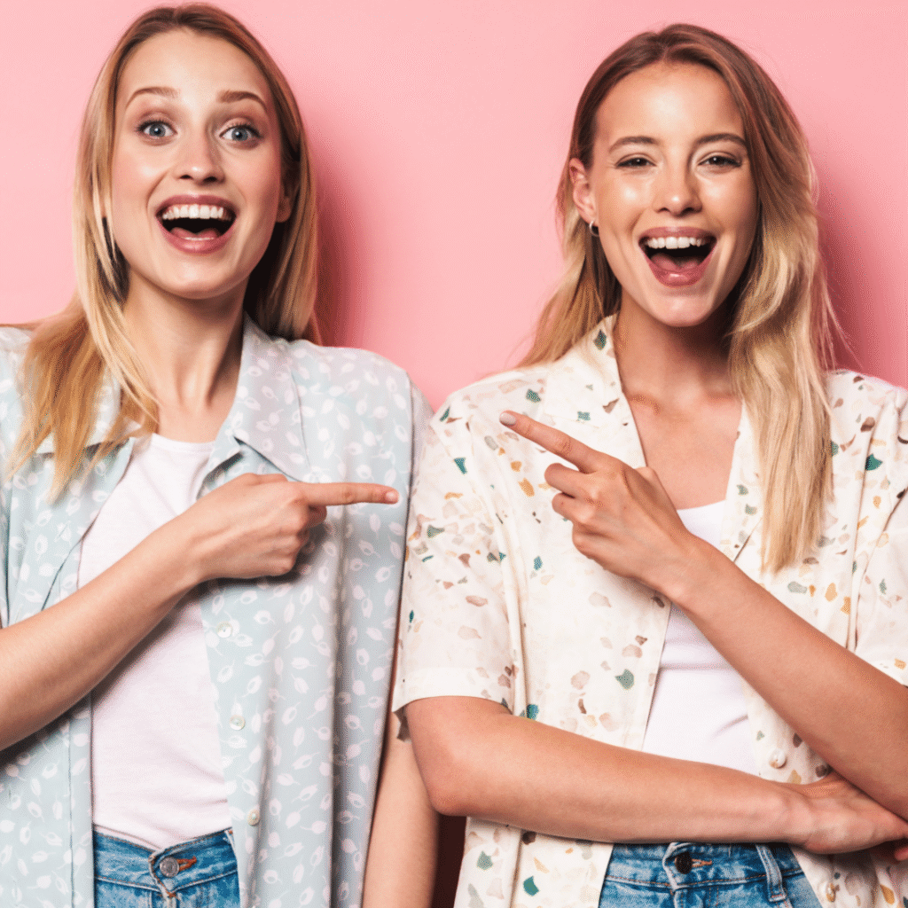 Young women smiling with fresh, glowing skin after a professional facial treatment at Bedford Skincare
